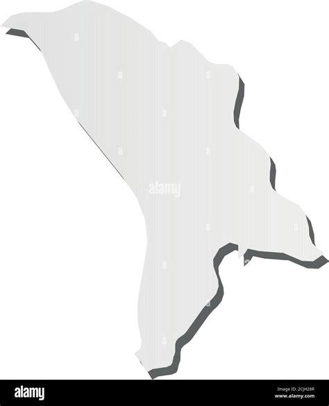 Moldavia Mapa De Silueta Gris En 3d De La Zona Del País Con Sombra