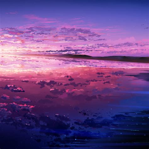 2048x2048 Purple Sunset Reflected In The Ocean Ipad Air Wallpaper Hd Artist 4k Wallpapers