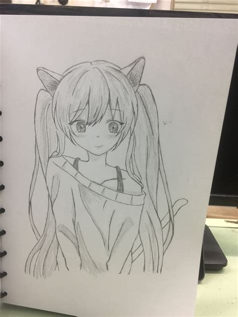 Anime Girl Drawing Çizim Anime Kedi Anime
