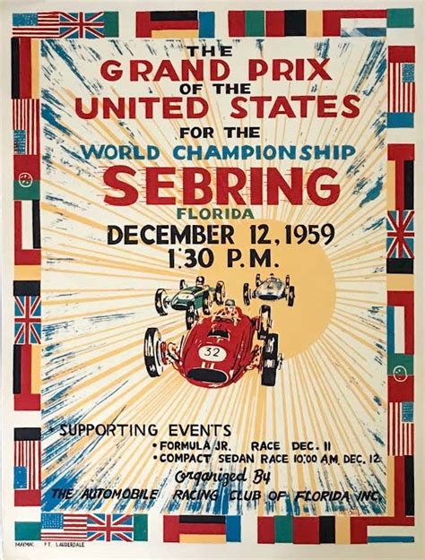 Grand Prix Of The United States At Sebring Florida In 1959 Poster L