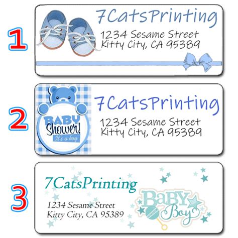 Boy Baby Shower Invitations Return Address Labels Cats Printing