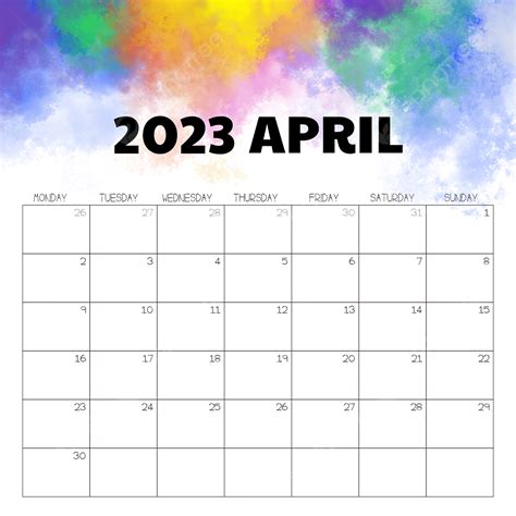 Respingo Do Calendário Do Mês De Abril De 2023 Png 2023 Mês De Abril De Imagem Png E Vetor