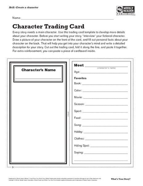Character Trading Card Lesson Plan For 7th 8th Grade