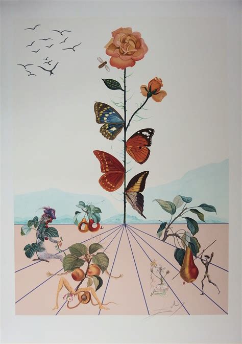 Salvador Dali Flordali The Butterfly Rose Original Signed Etsy