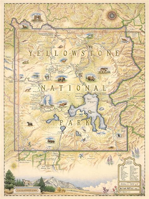Buy Xplorer Maps Yellowstone National Park Poster Authentic Hand