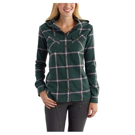 Carhartt Womens Belton Hooded Flannel Shirt 102261 Carhartt Womens