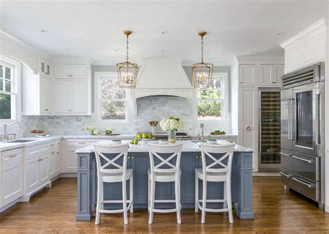 The grey paint kitchen come with impressive materials and designs that make your kitchen a little heaven. White Kitchen with Stacked Cabinets and Grey Island - Home ...