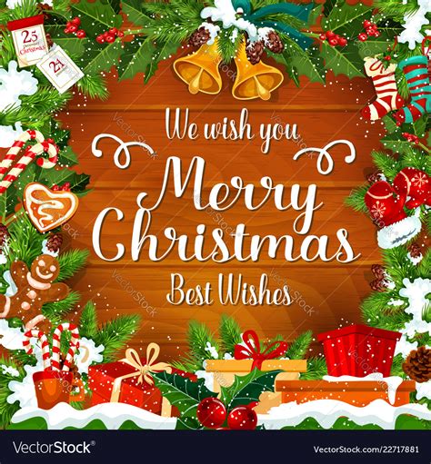 Send this christmas card to everyone you know to wish them a merry christmas, and to remind them to enjoy the holiday desserts! Merry christmas wishes greeting card Royalty Free Vector
