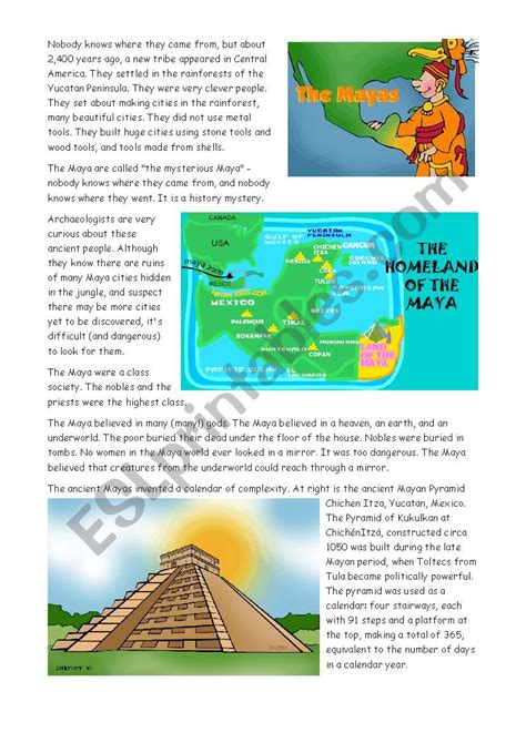 Mayan Civilization Esl Worksheet By Misschio