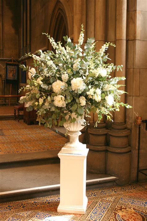 Urn Pedestal Arrangement White Flower Arrangements Large Flower