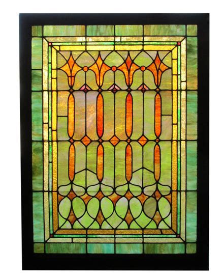 Large Stained Glass Window Wooden Nickel Antiques