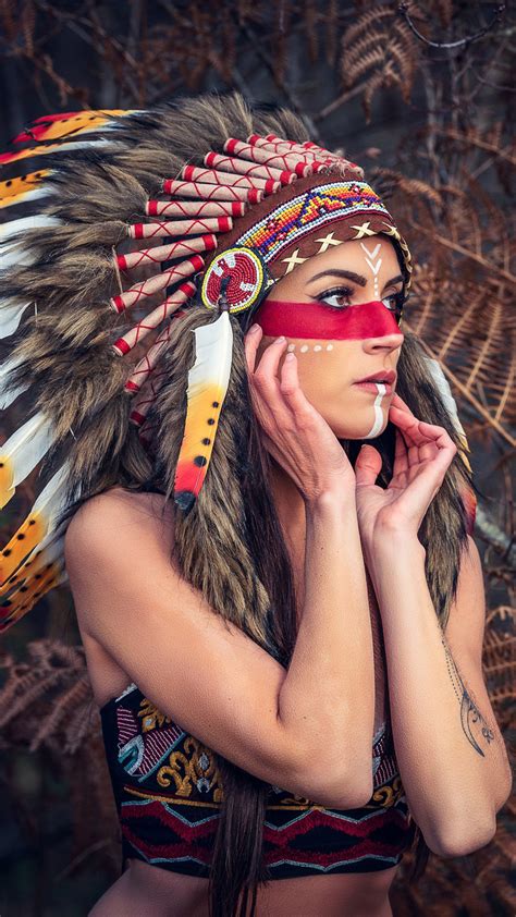 Girl Headdress Native American K Ultra Hd Mobile Wallpaper