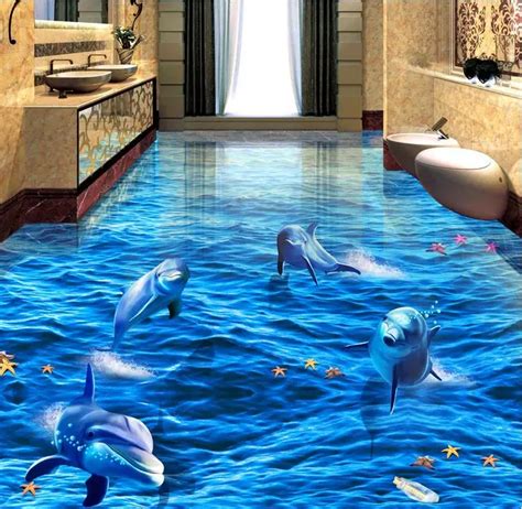 3d Floors Large Wallpaper Mural Dolphin 3d Floor Tiles Simple Wallpaper