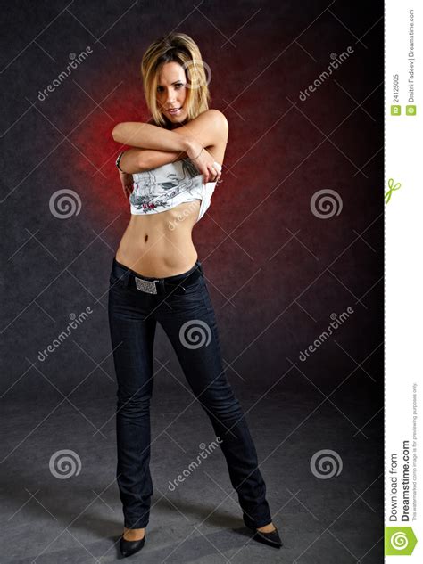 Pretty Young Woman Taking Off Her Clothes Sexually Stock Image Image