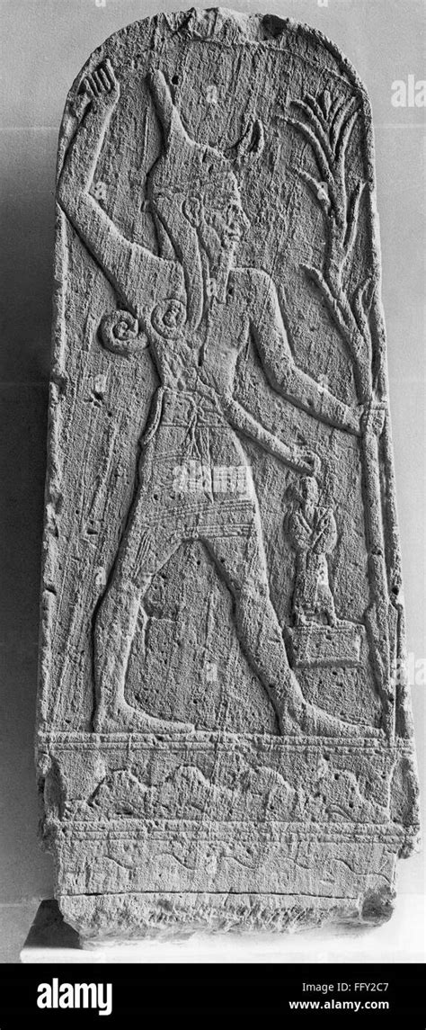 Mythology Baal Nsandstone Stele Depicting The Storm God Baal