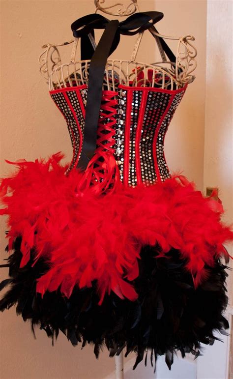 Diva Showgirl Costume Burlesque Dress Red Black Ringmaster Etsy