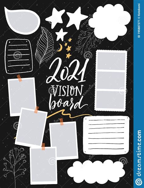 Vision Board Template With Place For Goals Lists Photos