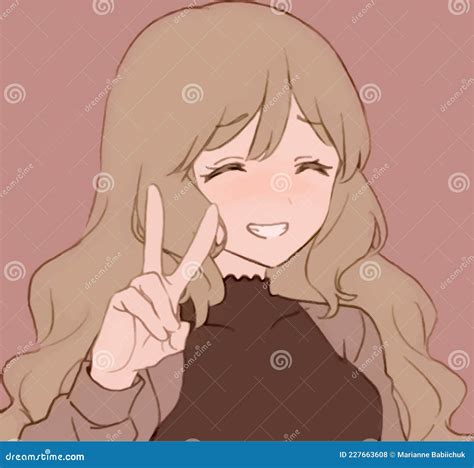 Smiling Anime Girl Vector Illustration Stock Vector Illustration Of