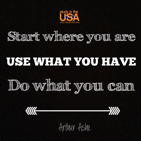Start Where You Are Use What You Have Do What You Can Arthur Ashe
