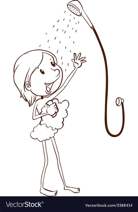 A Young Girl Taking Shower Royalty Free Vector Image
