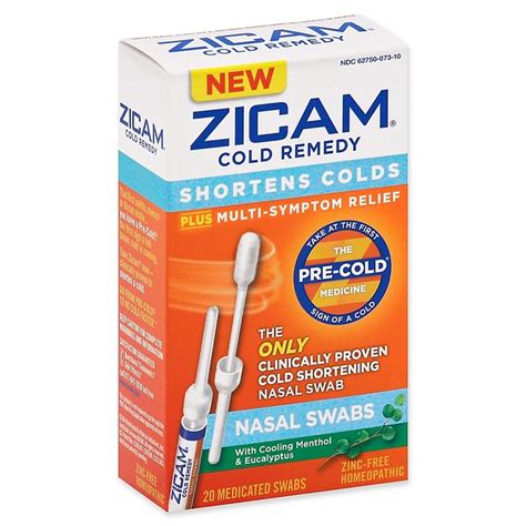 Zicam® Cold Remedy 20 Count Nasal Swabs With Cooling Menthol And Eucalyptus Bed Bath And Beyond