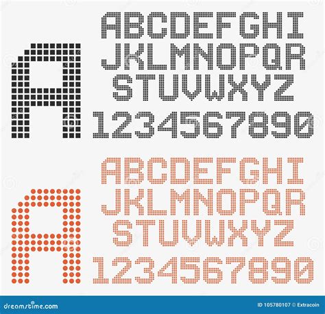 Dotted Font In Retro Style Rounded And Pixeled Alphabet Stock Vector