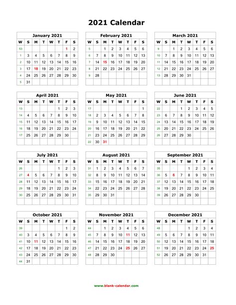 Printable Quarterly Calendar 2021 Template Business Format