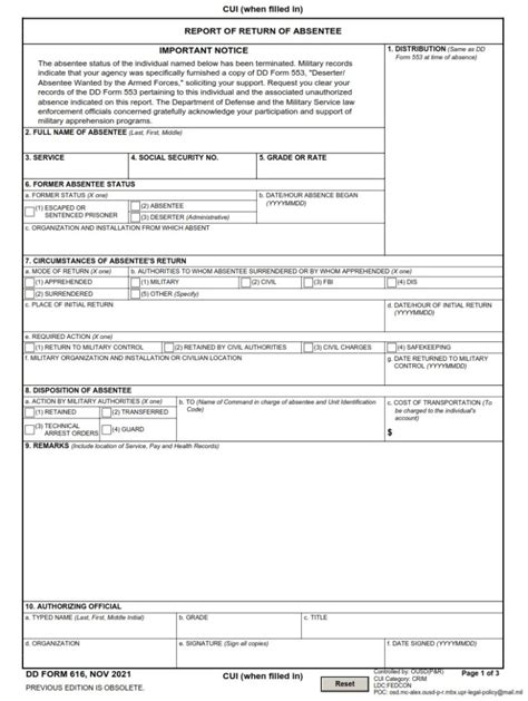 Dd Form 616 Report Of Return Of Absentee Dd Forms