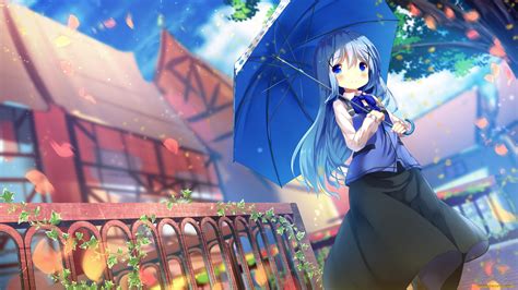 Скачать обои аниме Gochuumon Wa Usagi Desu Ka зонтик девочка из раздела Аниме в