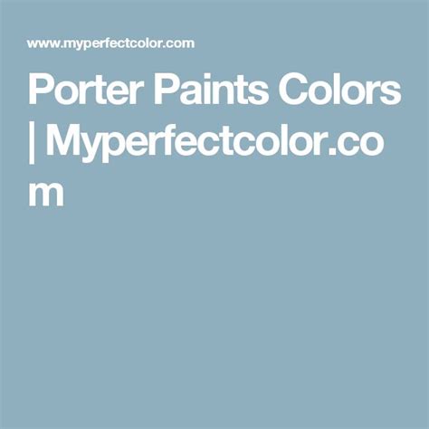 Porter Paint Color Chart