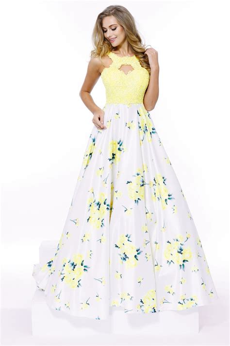Yellow Floral Print Open Back Formal Prom Long Dress Homecoming Ebay