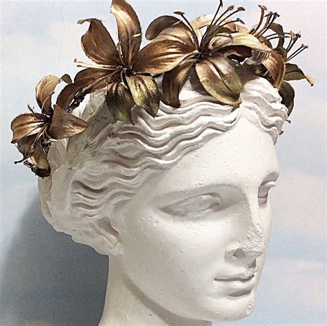 Gold Lilly Flower Crown Gold Blossom Crown Flower Crown Etsy Lilly