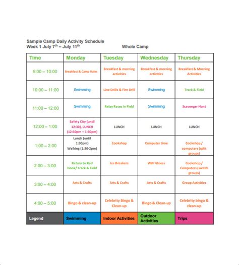5 Free Kids Activity Schedule Templates In Ms Word And Ms Excel Vrogue