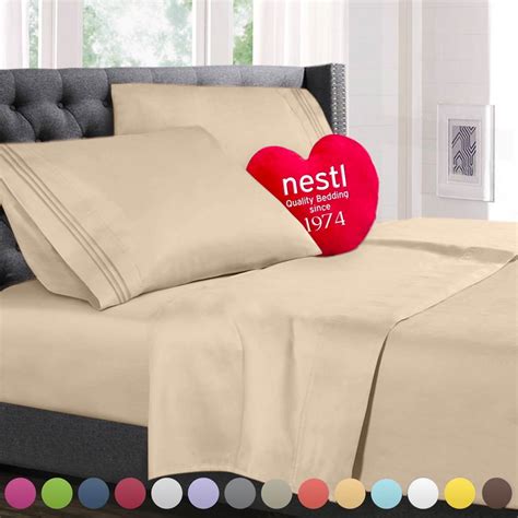 Nestl Bedding Premium 1800 Deep Pocket 5 Piece Bed Sheet Set Hotel Luxury Double Brushed