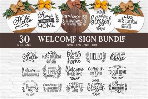 Welcome Sign Svg Bundle Farmhouse Round Front Door Sign