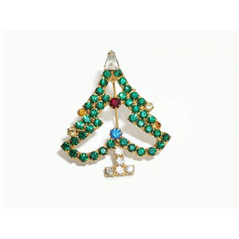 Vintage Prong Set Emerald Green Crystal Rhinestone Christmas Tree