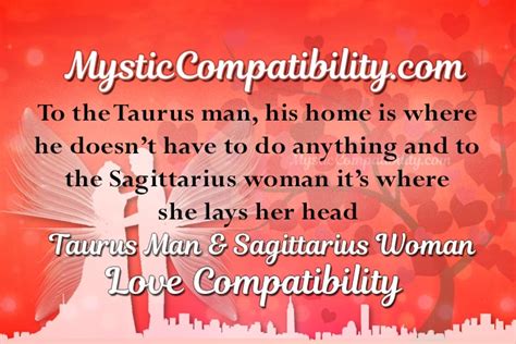 taurus man sagittarius woman compatibility mystic compatibility