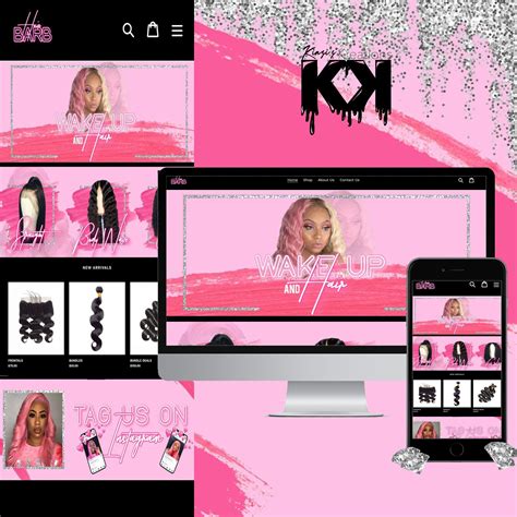 Pink and Silver Glitter Premade Shopify Website Hair Website, Beauty Website, Website Design ...