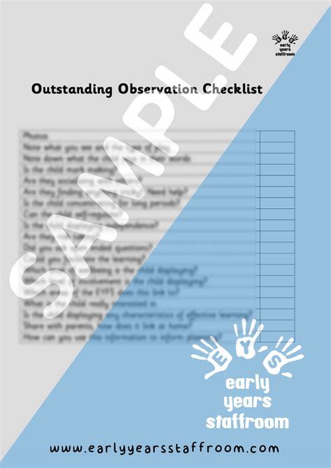 Outstanding Observation Checklist Early Years Staffroom