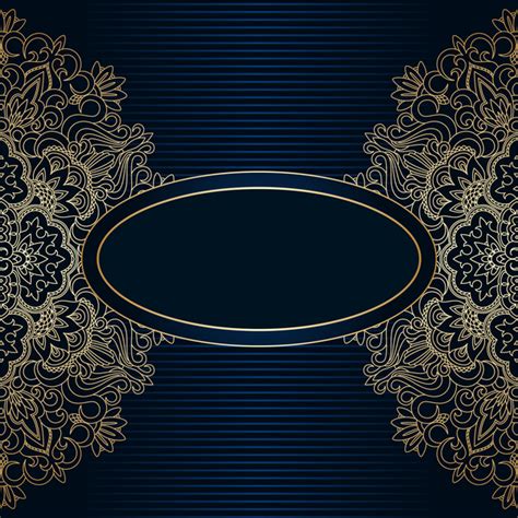 Luxury Blue Background With Ornament Gold Vector 05 Vector Background
