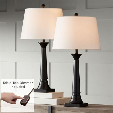 360 Lighting Modern Table Lamps Set Of 2 With Table Top Dimmers Deep