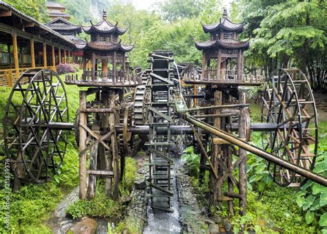 Wooden Watermill At The Garden Of The Yellow Dragon Cave The Wonder Of