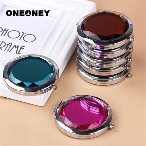 Oneoney 1pc Crystal Pattern Mirror Decor Mirrors Portable Makeup Cosmetic Pocket Mirror Mini