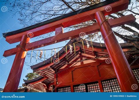 Torii Gate At Shinto Shrine Stock Image Image Of Landmark Rope