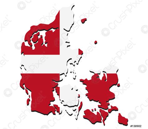 Denmark Map With Flag Stock Vector Crushpixel