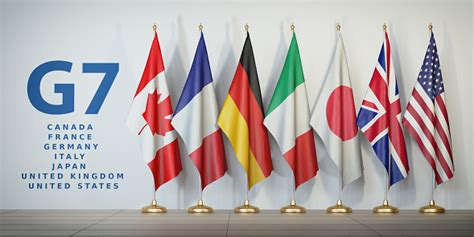G7 countries on colorful interactive map. G7 Summit Or Meeting Concept Row From Flags Of Members Of ...