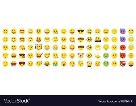 Emoticon Big Set Emoji Pack All Face And Hand Vector Image