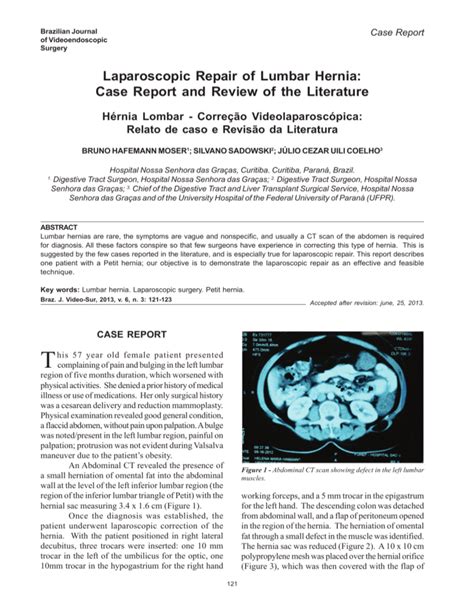 Laparoscopic Repair Of Lumbar Hernia Case Report And
