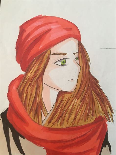 Rl Girl Anime Ver Drawing Red Scarf Drawings Anime Zelda Characters