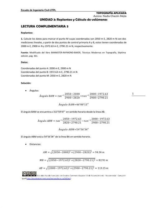 PDF Lectura Complement Aria 3 Replanteo Y Calculo De Volumenes 1
